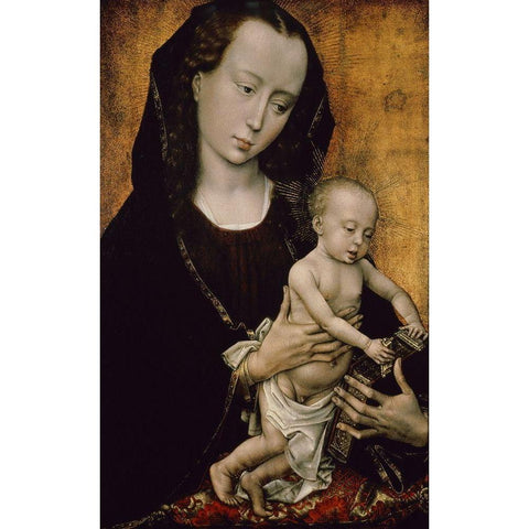 Madonna and Child White Modern Wood Framed Art Print by Van der Weyden, Rogier