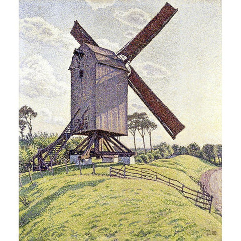 Le Moulin de Kalf Black Modern Wood Framed Art Print by Van Rysselberghe, Theo