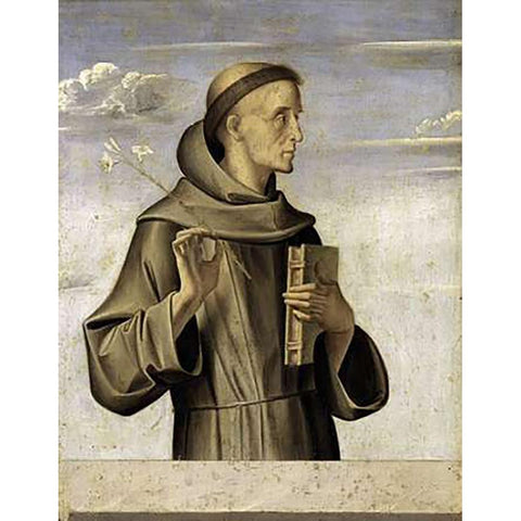 Saint Anthony Black Modern Wood Framed Art Print with Double Matting by Vivarini, Alvise