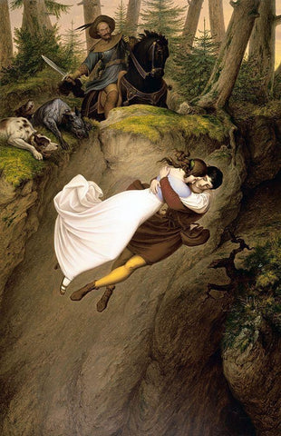 Leap from the Rock Black Ornate Wood Framed Art Print with Double Matting by Von Carolsfeld, Julius Schnorr