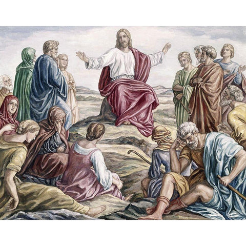 Sermon on the Mount White Modern Wood Framed Art Print by Von Carolsfeld, Julius Schnorr
