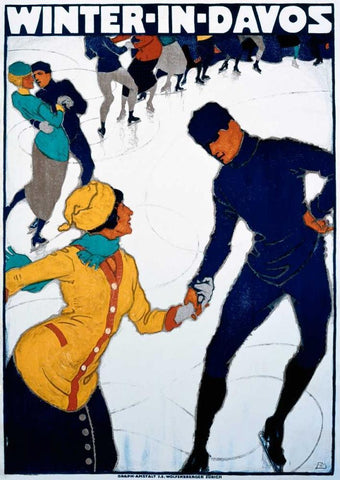 Winter in Davos White Modern Wood Framed Art Print with Double Matting by Mangold, Burkhard