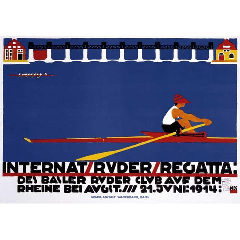 Internat / Ruder / Regatta Black Modern Wood Framed Art Print with Double Matting by Stoecklin, Niklaus