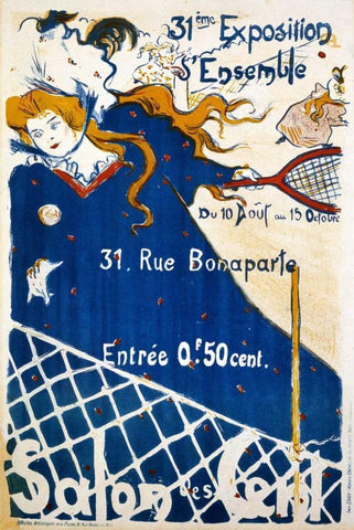 Salon des Cent Black Ornate Wood Framed Art Print with Double Matting by Lobel, P.H.