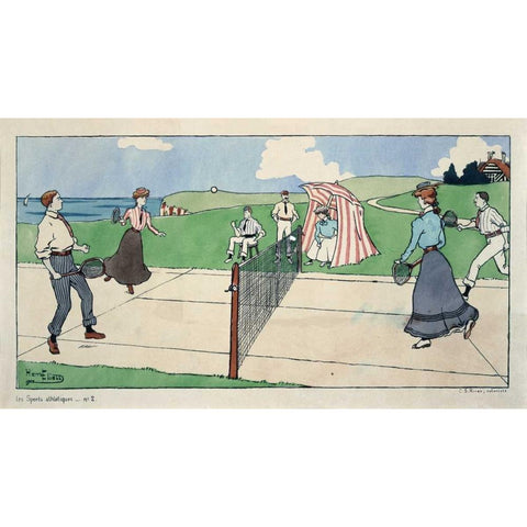 Les Sports athletiques / Tennis Black Modern Wood Framed Art Print by Eliott, Harry