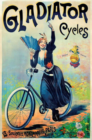 Gladiator Cycles Black Ornate Wood Framed Art Print with Double Matting by Unknown