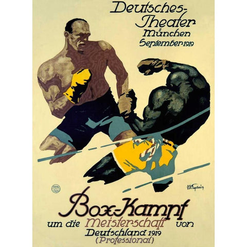 Box-Kampf Black Modern Wood Framed Art Print by Engelhard, Julius Ussy