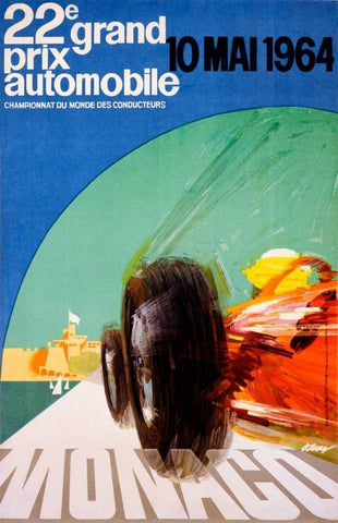 22e grand prix / 10 Mai 1964 White Modern Wood Framed Art Print with Double Matting by May, J.