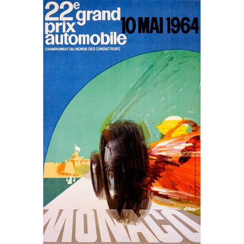 22e grand prix / 10 Mai 1964 Gold Ornate Wood Framed Art Print with Double Matting by May, J.