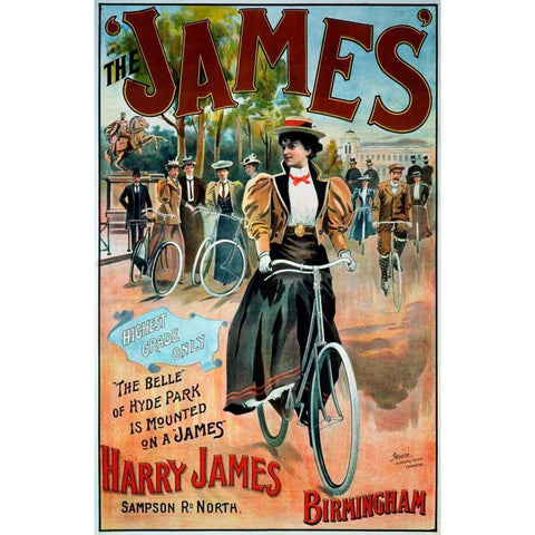 The ‘James’ Bicycle Black Modern Wood Framed Art Print by Moore, G.