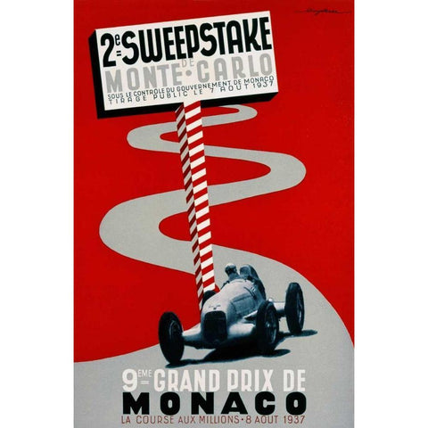 2e Sweepstake de Monte-Carlo / 9eme Grand Prix de Monaco Black Modern Wood Framed Art Print with Double Matting by Serre, Guy