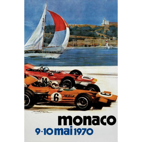 Monaco / 9-10 mai 1970 White Modern Wood Framed Art Print by Turner, Michael