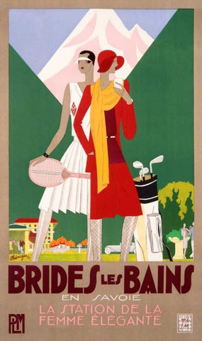 Brides-les-Bains Black Ornate Wood Framed Art Print with Double Matting by Benigni, Leon