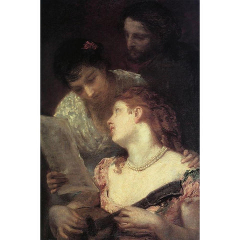 A Musical Party 1874 Black Modern Wood Framed Art Print with Double Matting by Cassatt, Mary