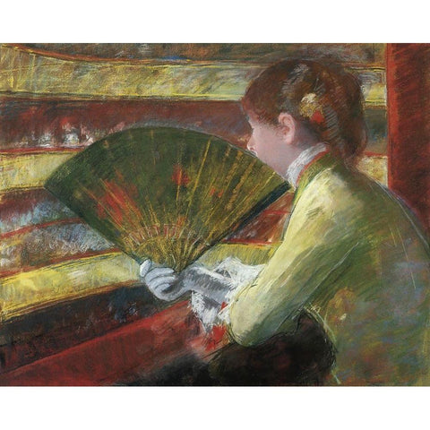 At The Theater II 1879 Black Modern Wood Framed Art Print with Double Matting by Cassatt, Mary