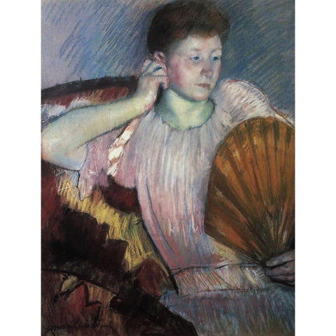 Contemplation 1891 Black Modern Wood Framed Art Print with Double Matting by Cassatt, Mary