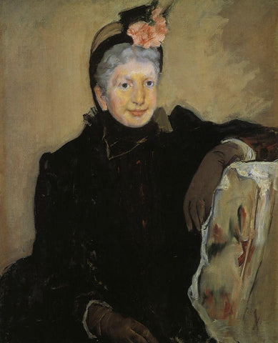 Portrait Of An Elderly Lady 1883 Black Ornate Wood Framed Art Print with Double Matting by Cassatt, Mary