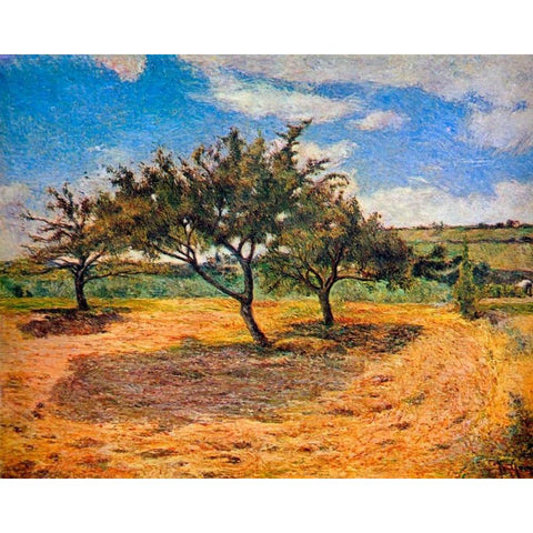 Apple Trees In Blossom Black Modern Wood Framed Art Print with Double Matting by Gauguin, Paul