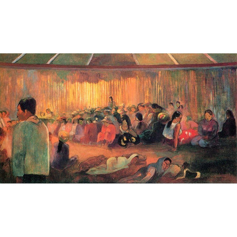 House Of Hymns Black Modern Wood Framed Art Print with Double Matting by Gauguin, Paul