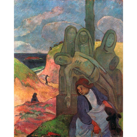 The Green Chist Black Modern Wood Framed Art Print by Gauguin, Paul