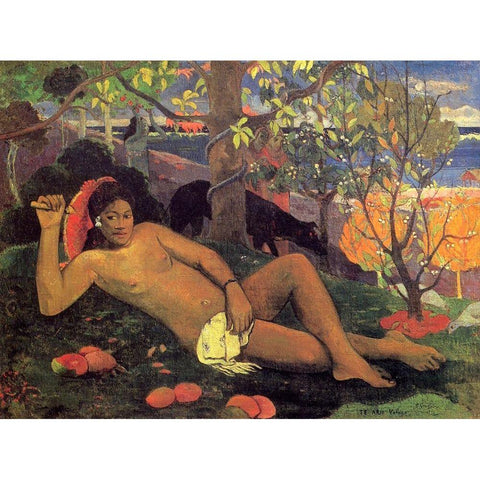 The Noble Woman Black Modern Wood Framed Art Print with Double Matting by Gauguin, Paul
