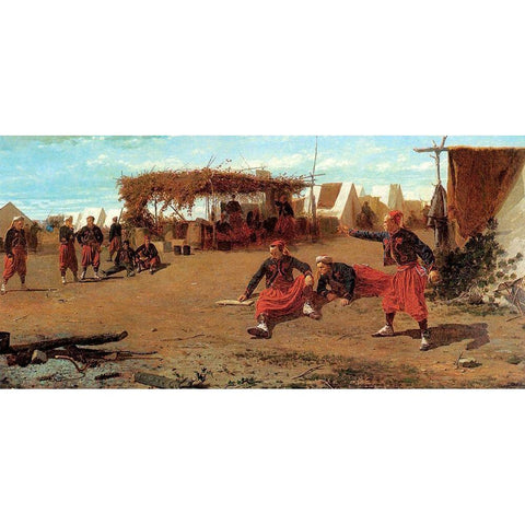 Pitching Quoits White Modern Wood Framed Art Print by Homer, Winslow