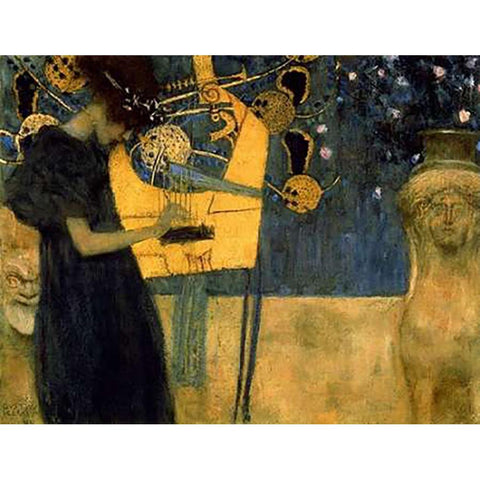 Music I Gold Ornate Wood Framed Art Print with Double Matting by Klimt, Gustav