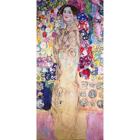 Portrait Of A Lady 1918 Gold Ornate Wood Framed Art Print with Double Matting by Klimt, Gustav
