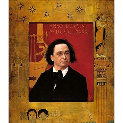 Portrait Of Josef Pembauer 1890 Black Modern Wood Framed Art Print by Klimt, Gustav