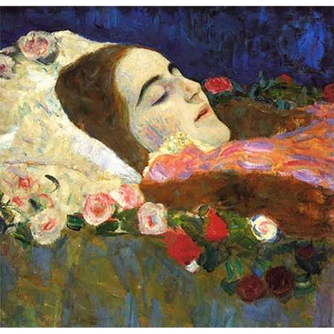 Ria Munk On Her Deatbed 1912 Gold Ornate Wood Framed Art Print with Double Matting by Klimt, Gustav