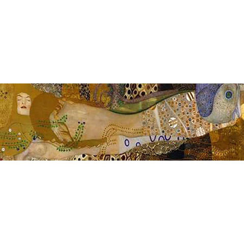 Sea Serpents I Gold Ornate Wood Framed Art Print with Double Matting by Klimt, Gustav