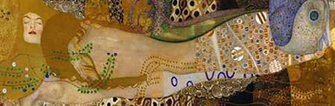 Sea Serpents I Black Ornate Wood Framed Art Print with Double Matting by Klimt, Gustav
