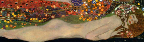 Sea Serpents III Black Ornate Wood Framed Art Print with Double Matting by Klimt, Gustav