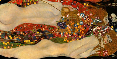 Sea Serpents V Black Ornate Wood Framed Art Print with Double Matting by Klimt, Gustav