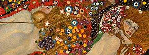 Sea Serpents VII Black Ornate Wood Framed Art Print with Double Matting by Klimt, Gustav
