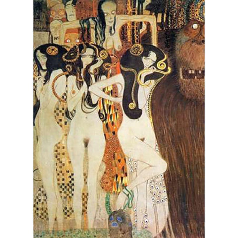 Sickness Mania And Death (detail Beethoven Frieze) 1902 Gold Ornate Wood Framed Art Print with Double Matting by Klimt, Gustav