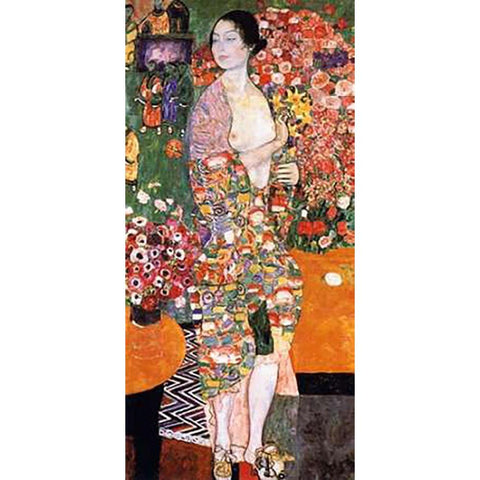 The Dancer 1918 White Modern Wood Framed Art Print by Klimt, Gustav