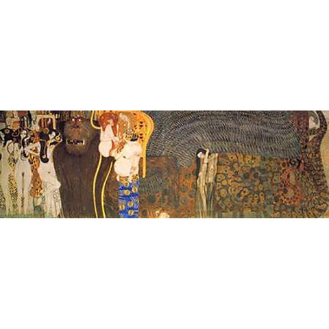 The Hostile Powers (From The Beethoven Frieze) 1902 White Modern Wood Framed Art Print by Klimt, Gustav