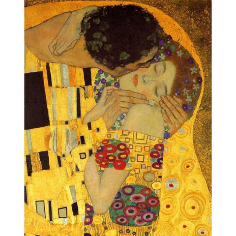 The Kiss - detail 2 Gold Ornate Wood Framed Art Print with Double Matting by Klimt, Gustav