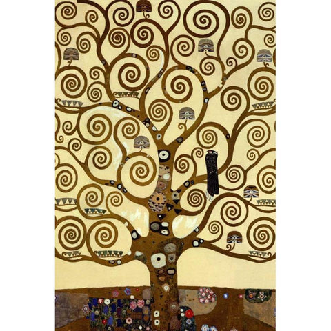 The Tree Of Life Black Modern Wood Framed Art Print with Double Matting by Klimt, Gustav