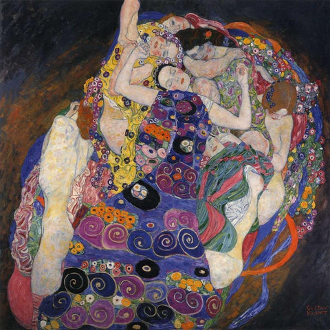 The Virgins Gold Ornate Wood Framed Art Print with Double Matting by Klimt, Gustav