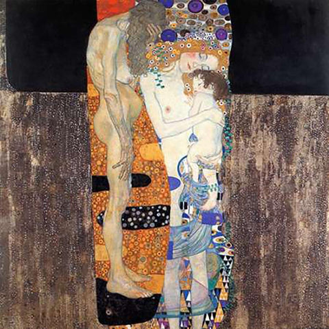 Three Ages Of Woman 1905 Gold Ornate Wood Framed Art Print with Double Matting by Klimt, Gustav