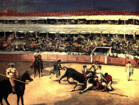 Bullfighters White Modern Wood Framed Art Print with Double Matting by Manet, Edouard
