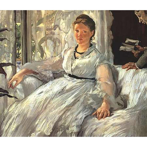 Reading White Modern Wood Framed Art Print by Manet, Edouard