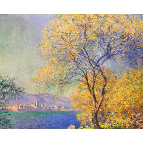 Antibes 1888 Black Modern Wood Framed Art Print with Double Matting by Monet, Claude