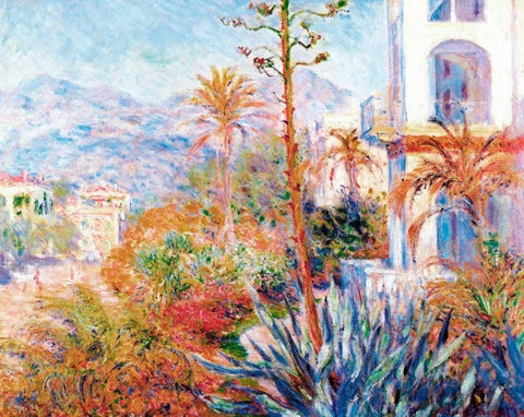 Bordighera 1884 Black Ornate Wood Framed Art Print with Double Matting by Monet, Claude