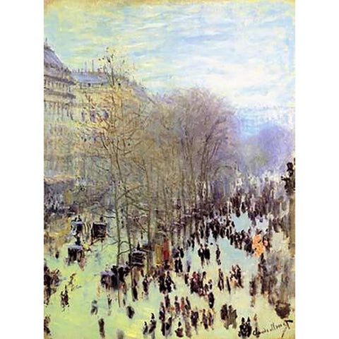 Boulevard des Capucines, 1873 Black Modern Wood Framed Art Print by Monet, Claude