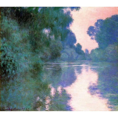 Branch Of The Seine Near Giverny 2 1897 Black Modern Wood Framed Art Print with Double Matting by Monet, Claude