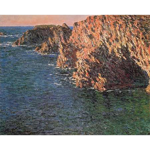 Cave At Port-Domois 1886 Black Modern Wood Framed Art Print with Double Matting by Monet, Claude