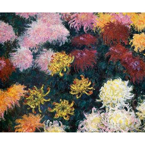 Museumysanthemums Black Modern Wood Framed Art Print with Double Matting by Monet, Claude